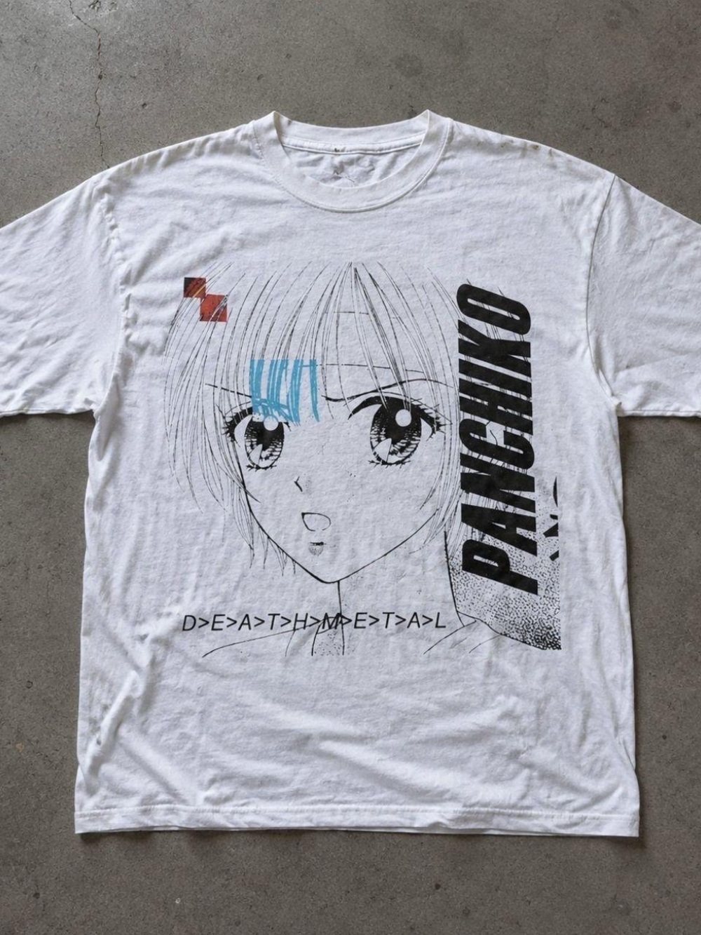 White Panchiko anime graphic tee